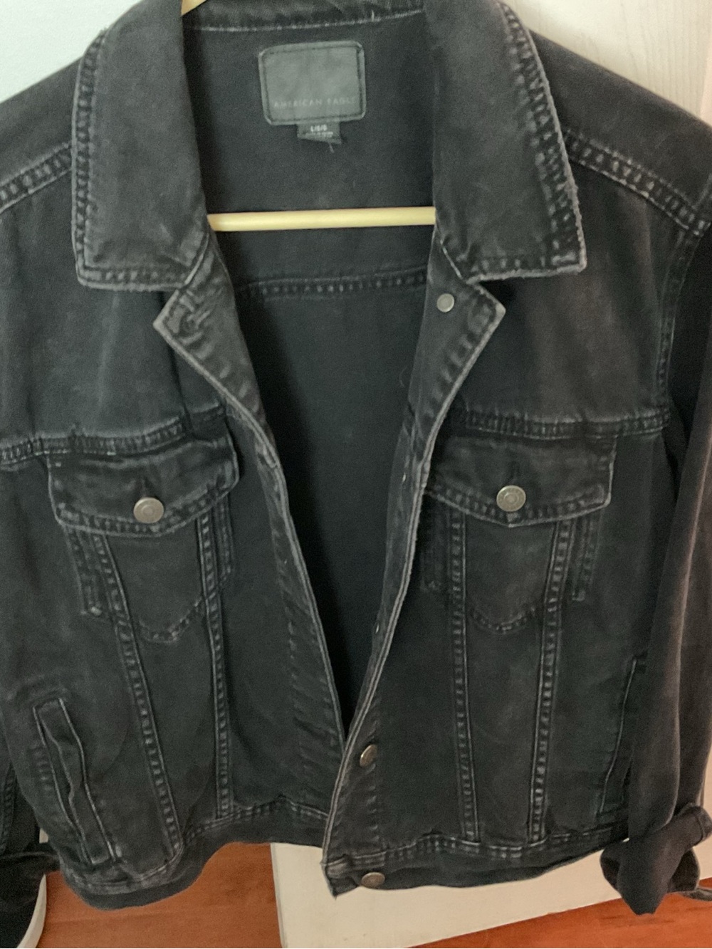 American Eagle Outfitters Black Washed Denim Jacket